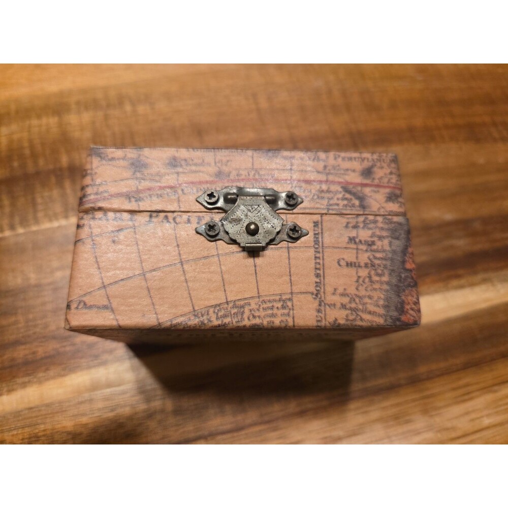 NEW Arte delle Carte Firenze Wood Trinket Box Old World Map Handmade Italy COA